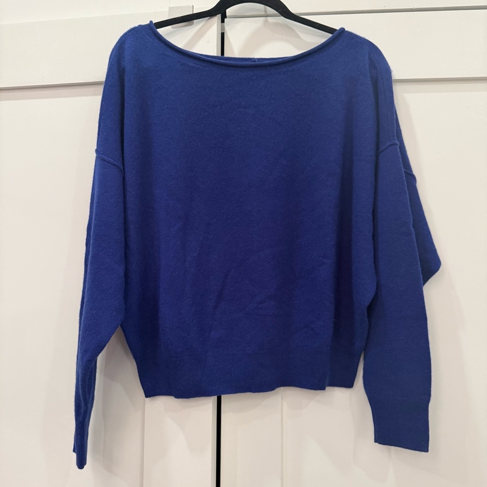 Unsubscribed Recycled Cashmere Boatneck Sweater — Cobalt Blue, Relaxed Fit